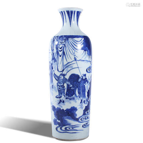 Qing Dynasty blue and white figure story pattern stick hamme...