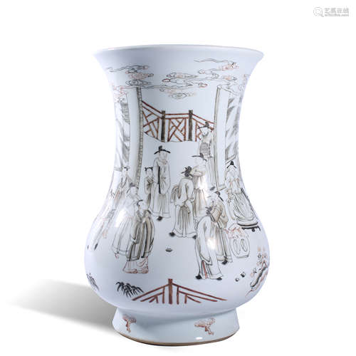 Qing Dynasty Kangxi pastel figure story pattern bottle