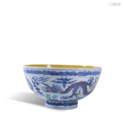 Zhengde doucai dragon bowl of Ming Dynasty