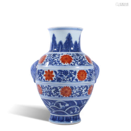 Qing Dynasty Qianlong blue and white flower bottle