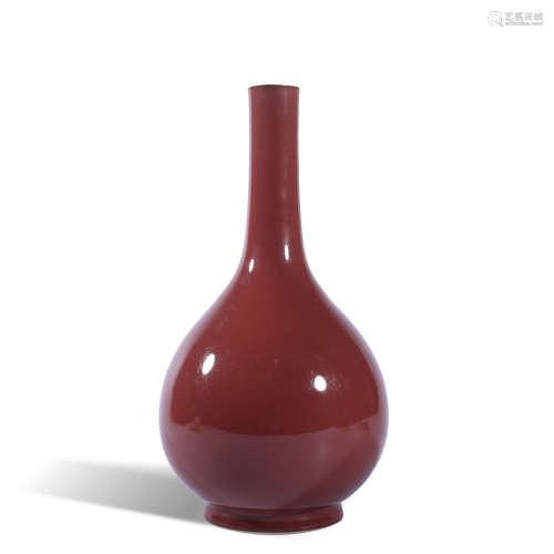 Qing Dynasty Qianlong red glaze gall bottle