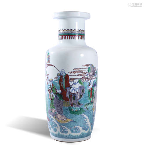 Stick and mallet bottle with story pattern of Kangxi fightin...