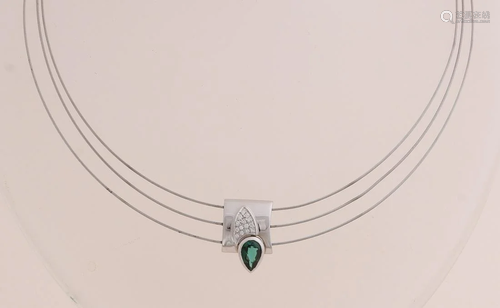 White gold Designer choker, 750/000, with tourmaline