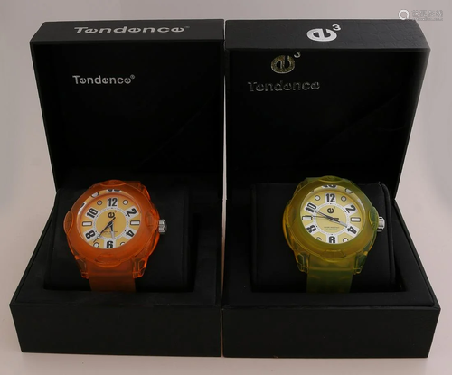 Lot with 2 Tendence watches, with plastic case and