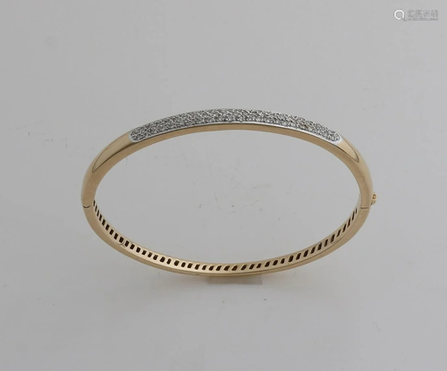 Yellow gold bracelet, 585/000, with diamond. Convex