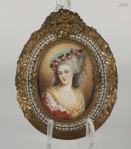 19th century miniature portrait with carved bronze