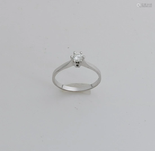 White gold solitaire ring, 585/000, with diamond. Ring