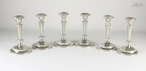 Six plated candlesticks. 20th century. Dimensions