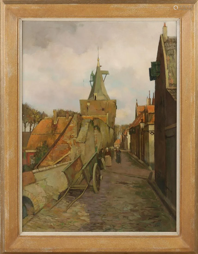 W. Fekken. 1908 - 1999. Dutch village street with