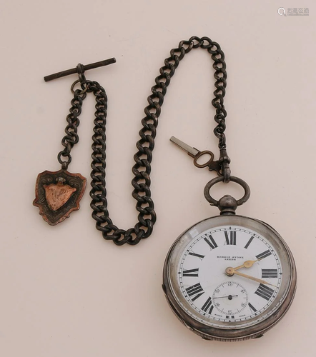 Silver pocket watch, 925/000, with white dial with