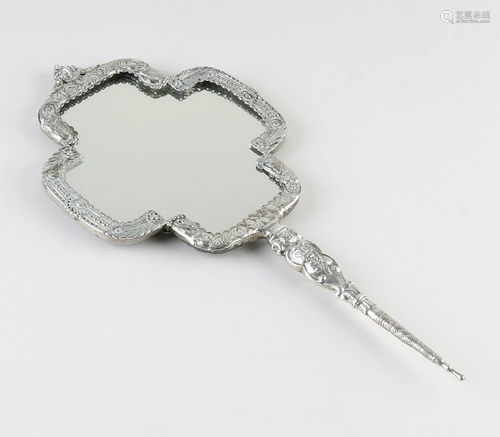 Beautiful silver hand mirror, 833/000, rectangular