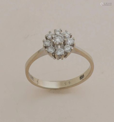 White gold ring, 585/000, with diamond. Ring with a