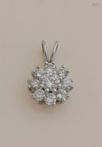 White gold rosette pendant, 585/000, with diamond.