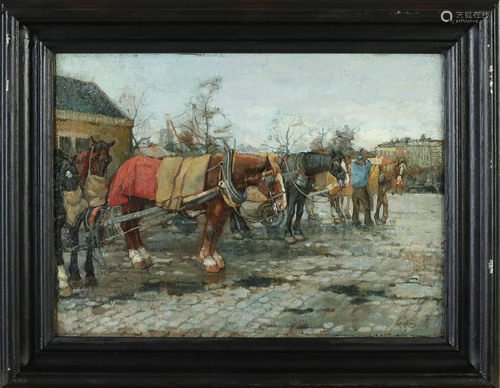 HP Green. 1886 - 1964. Rotterdam quay with horse and