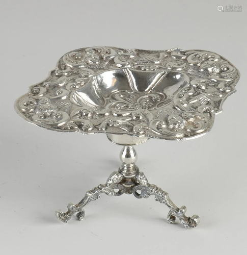 Antique silver sugar table, 833/000, oval contoured