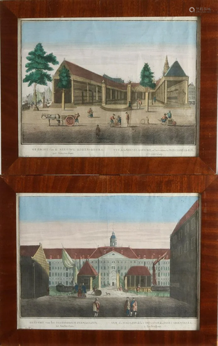 Two hand-colored 18th century engravings. (1) Face of