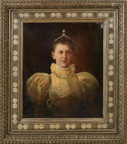 Unsigned. Portrait of Queen Wilhelmina at a young age,