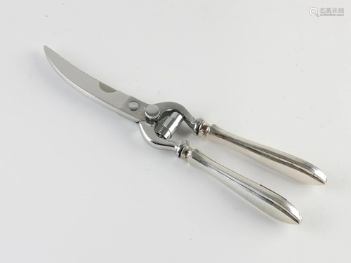 Game shears / Poultry shears with silver handles,