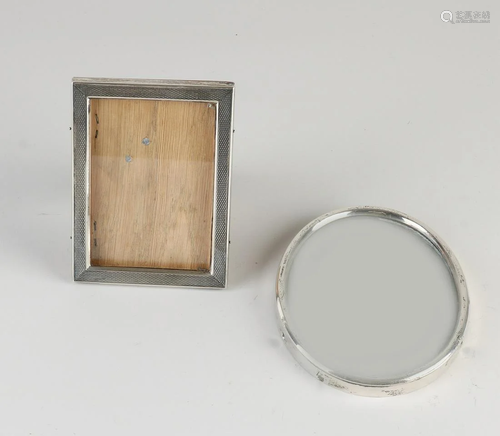 Two silver photo frames, 835/000, an oval model with a