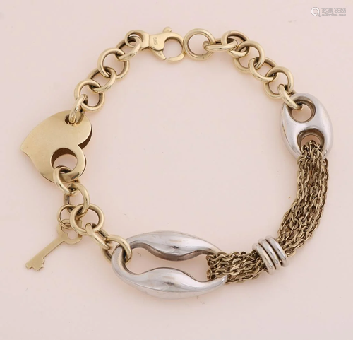 Gold bracelet, 585/000, fantasy model with anchor chain