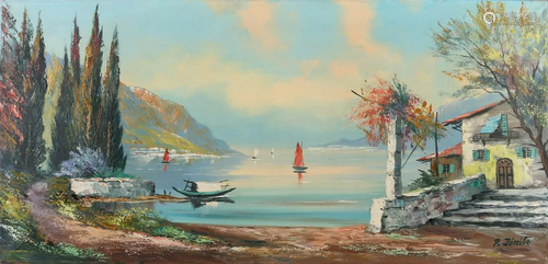 P. Doenitz. 20th century. Lake Maggiore. Oil on linen.