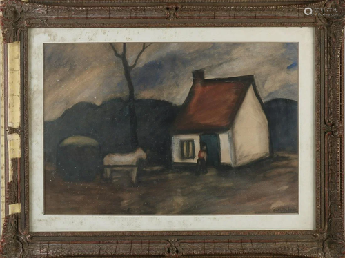 Gustave de Smet. 1877 - 1943. Farmhouse with horse and