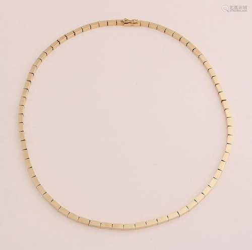 Yellow gold necklace, 585/000, made from a block link,