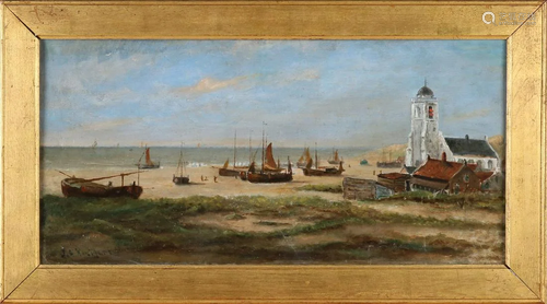 Johannes Huygens. 1833 - 1910. View of Katwijk, with