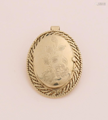 Yellow gold pendant/brooch, 585/000, with medallion.