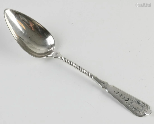 Silver birth spoon, 833/000, with a partly twisted