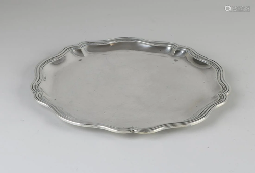 Silver tableau, 800, round contoured model with ribbed