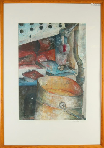 Annica Krol, 1996. Industrial scene with oil drum.