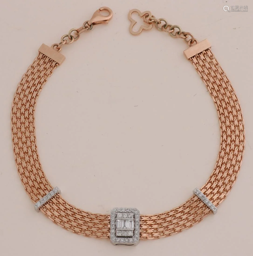 Rose gold bracelet, 585/000, with diamond. Delicate