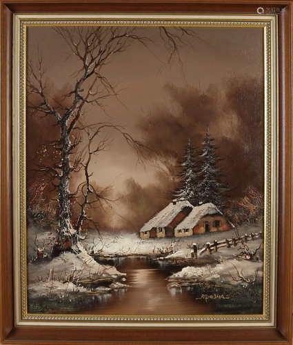 Bruinsma. 20th century. Winter view with forest and