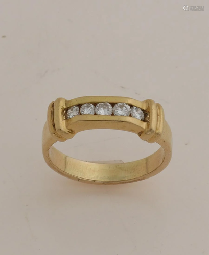 Dainty yellow gold ring, 585/000 with diamond, Sleek