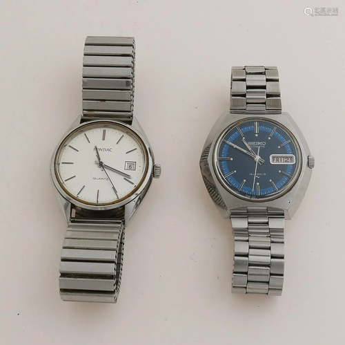 Lot with two watches, a Seiko automatic with blue dial