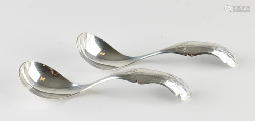 Pair of antique 835/000 silver egg spoons with