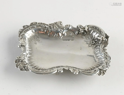 Small silver dish, 925/000, rectangular contoured model