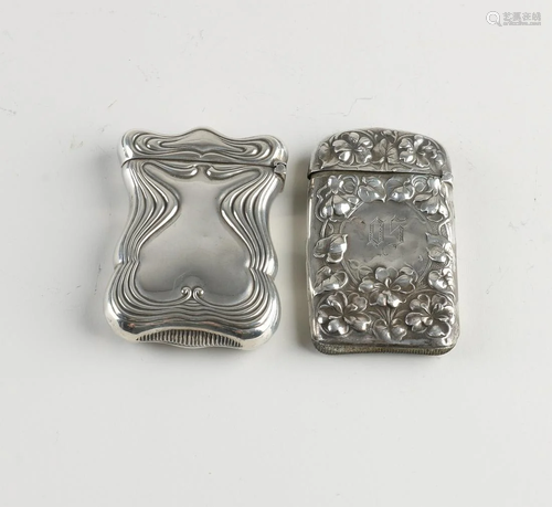 Two silver matchstick boxes, 925/000, one contoured