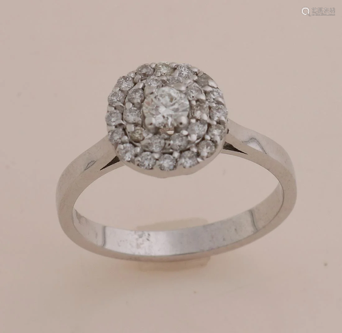 White gold ring, 585/000, with diamond. Ring with a