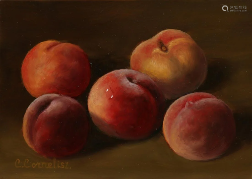 C. Cornelisz. 21st century. Still life. peaches. Oil