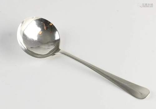 Rare antique 835/000 silver broth spoon with large