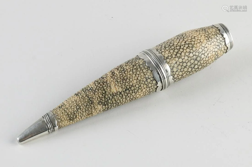 Antique travel knife with silver and amber, 18th