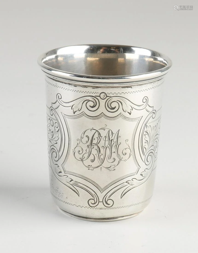 Silver cup, 800/000, with folded rim and decorated with