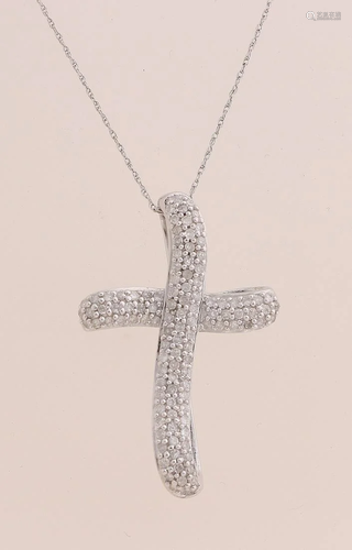 Silver necklace and cross pendant, 925/000, with