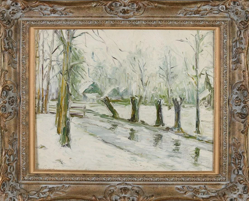 Unclearly signed. 20th century. Winter view with