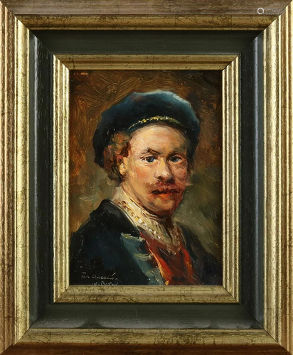 T. Ancone, Oldenzaal. Portrait Rembrandt van Rijn. Oil