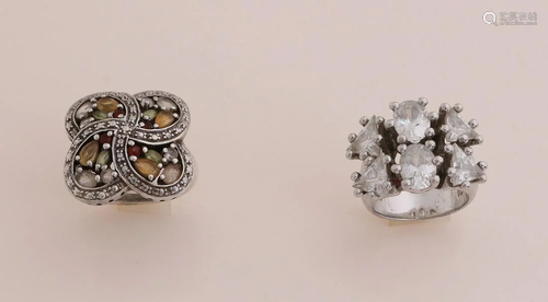 Two silver rings, 925/000, with stones. A ring with a