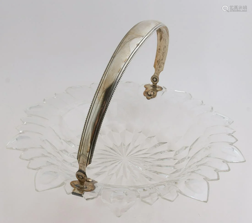 Crystal bowl with silver bracket, 833/000. Round dish