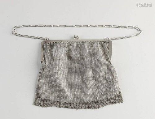 Silver chain mail bag, 800/000, with rectangular